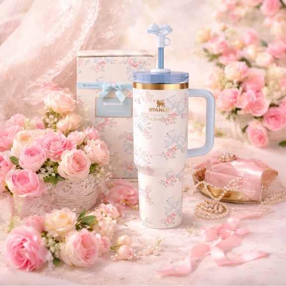 Stanley Other - Stanley LoveShackFancy 40oz Quencher  FlowState Tumbler Coquette Bow Chantilly